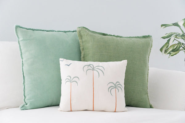 Mint Green So Soft Fringe Linen Pillows