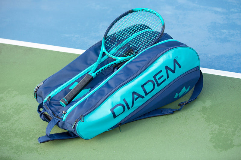 Tour 12 Pack Elevate Racket Bag (Teal/Navy) by Diadem Sports