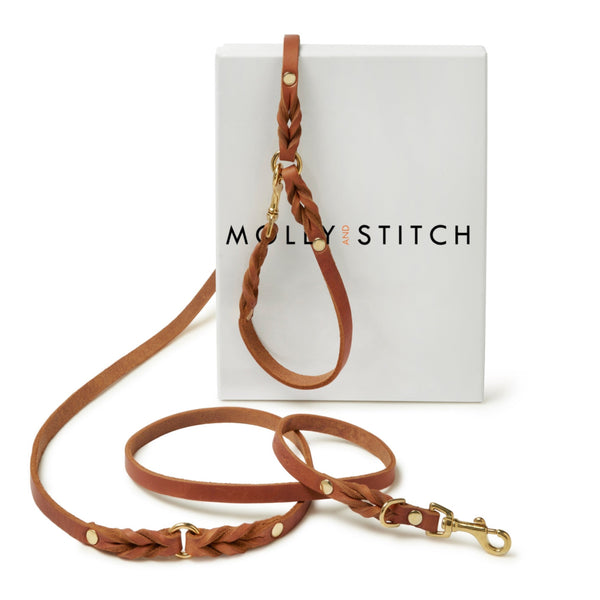 Molly and Stitch US | Butter Leather Dog Harness - Mango, Brass / XL