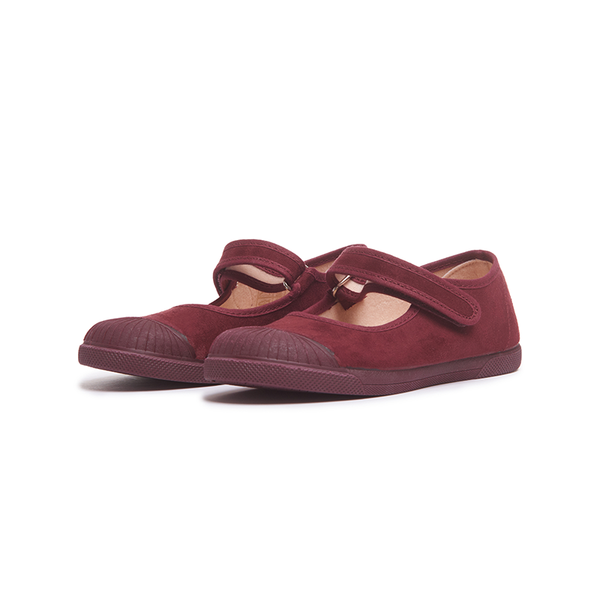 Suede Mary Jane Captoe Sneakers in Burgundy by childrenchic