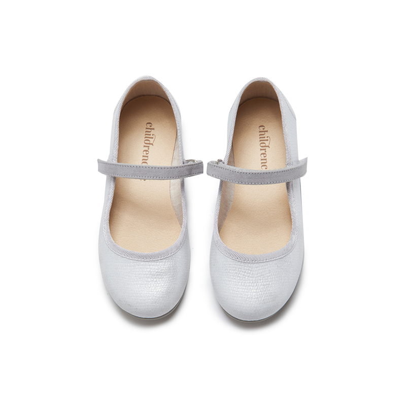 Classic Textured Mary Janes in Silver by childrenchic