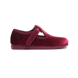 Velvet T-band Shoes in Burgundy by childrenchic