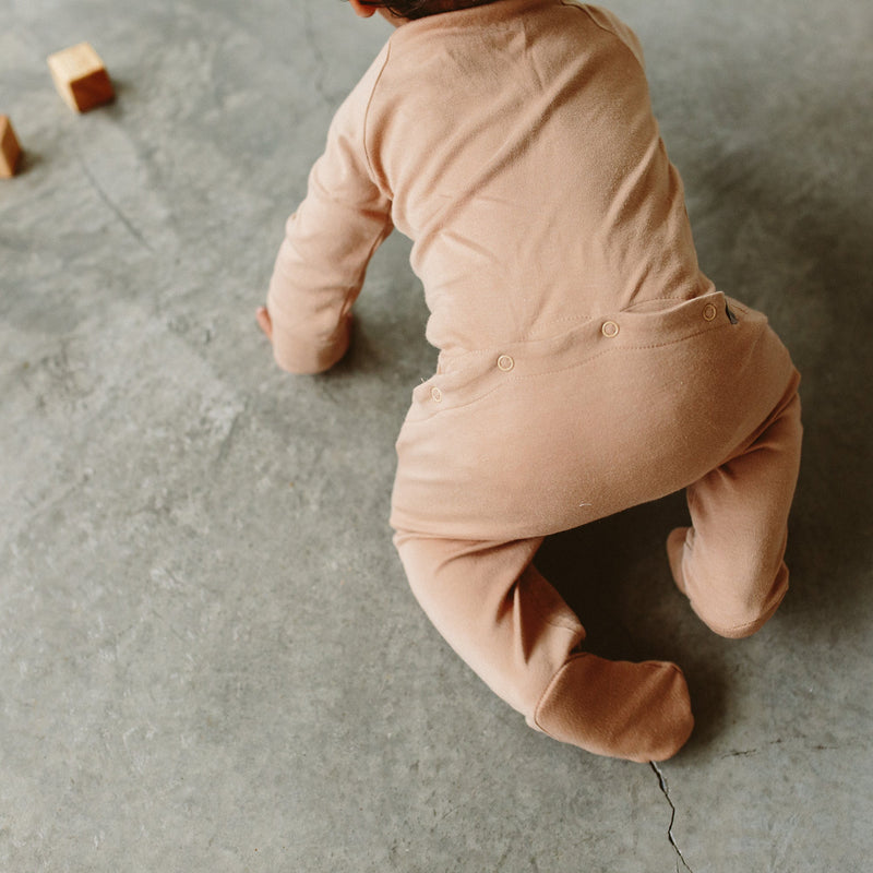 Zipper Onesie Baby Jumpsuit | Sandstone