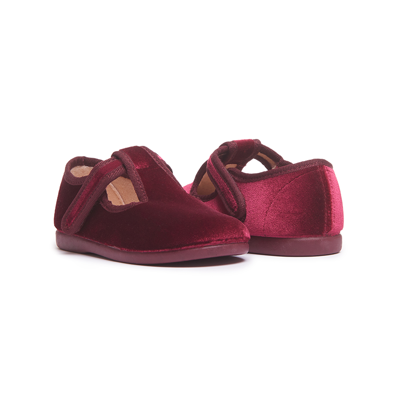 Velvet T-band Shoes in Burgundy by childrenchic