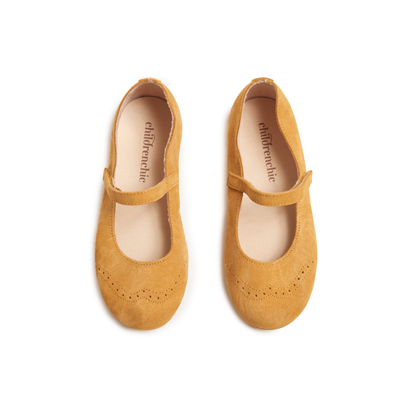 Suede Spectator Mary Janes in Marygold by childrenchic