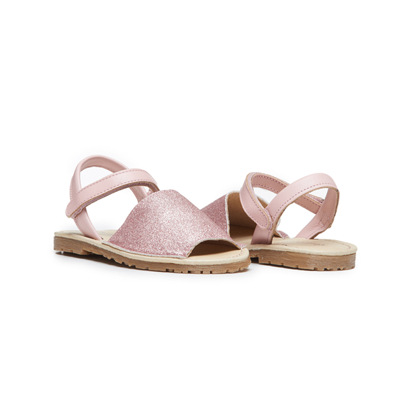 Leather Sandals in Pink Glitter by childrenchic