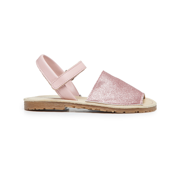 Leather Sandals in Pink Glitter by childrenchic