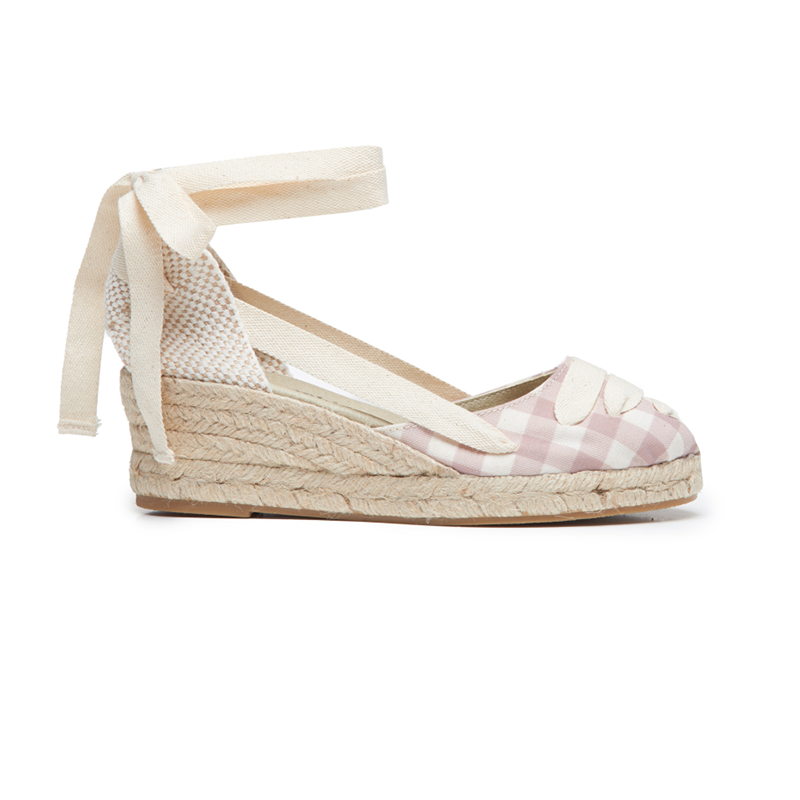 Laced Gingham Espadrille in Beige by childrenchic