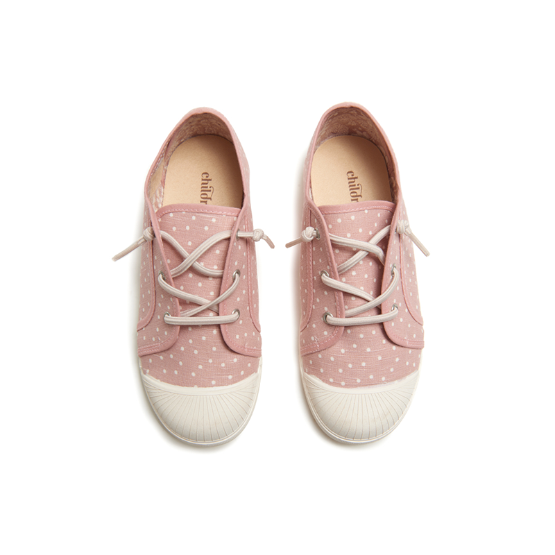 Canvas Elastic Sneaker in Pink Dots by childrenchic