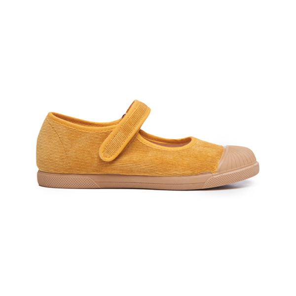 Corduroy Mary Jane Captoe Sneakers in Marygold by childrenchic