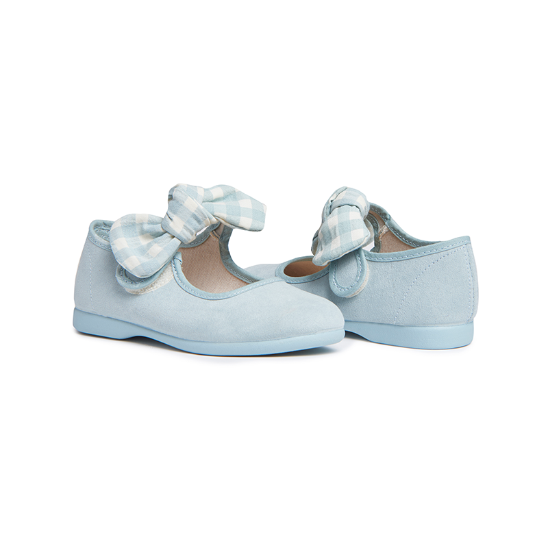 Gingham Bow Mary Janes in Blue by childrenchic