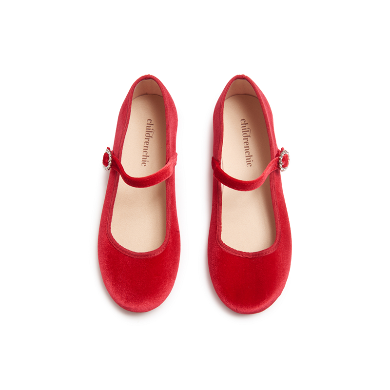 Holiday Velvet Mary Janes in Red by childrenchic