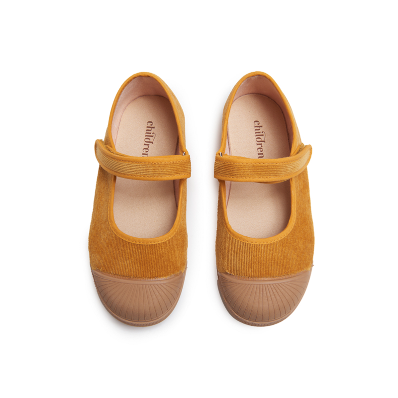 Corduroy Mary Jane Captoe Sneakers in Marygold by childrenchic