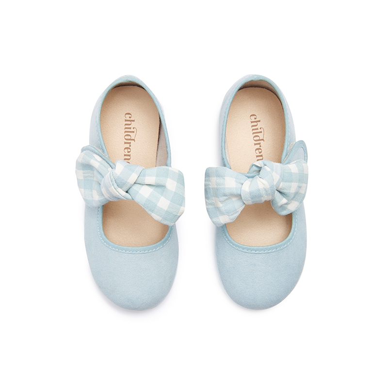 Gingham Bow Mary Janes in Blue by childrenchic