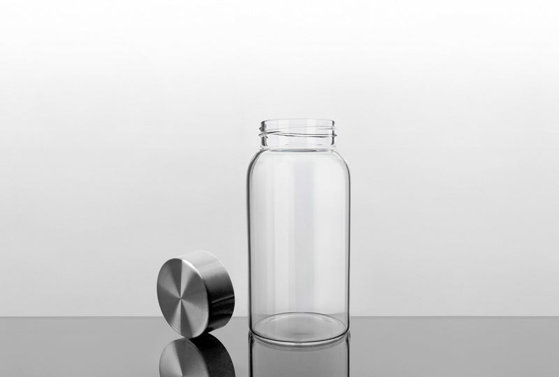 21 oz Glass Water Bottle with Stainless Steel Cap (2nd Generation)
