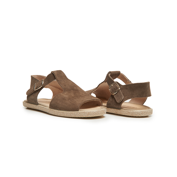 Suede T-bar Espadrille Sandal in Taupe by childrenchic