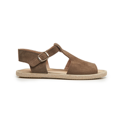 Suede T-bar Espadrille Sandal in Taupe by childrenchic