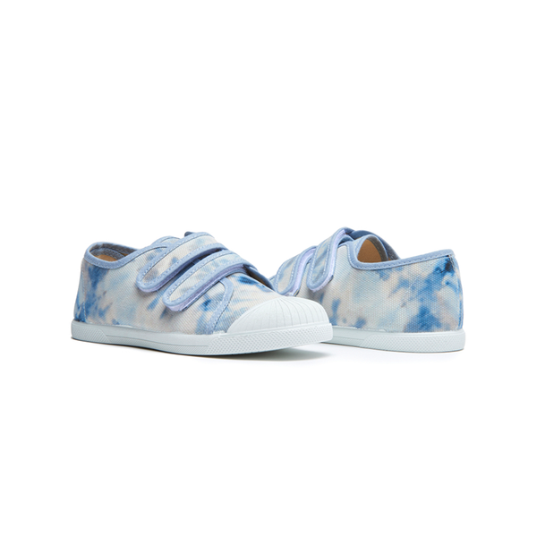 Canvas Double Sneaker in Tie Dye Blue by childrenchic
