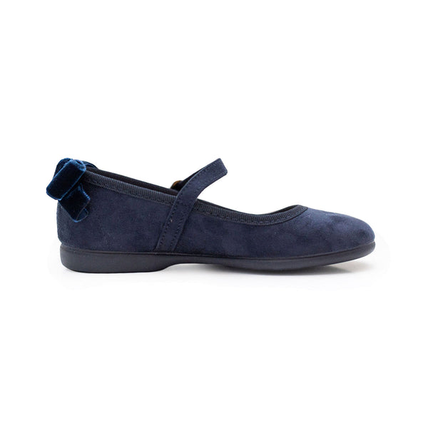 Suede Mary Janes with Velvet Bow in Navy by childrenchic