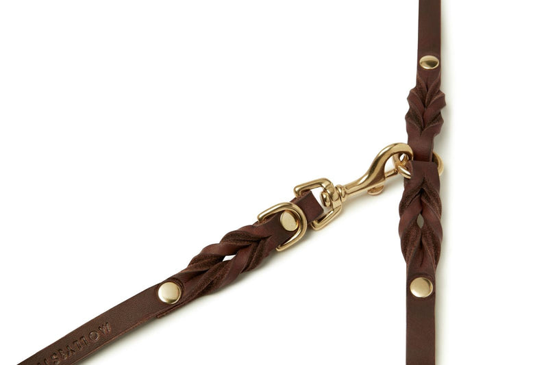 Butter Leather 3x Adjustable Dog Leash - Classic Brown by Molly And Stitch US