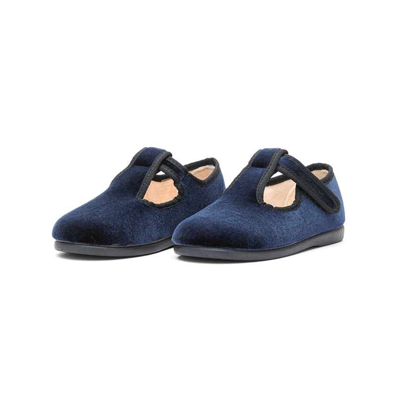 Velvet T-band Shoes in Navy by childrenchic