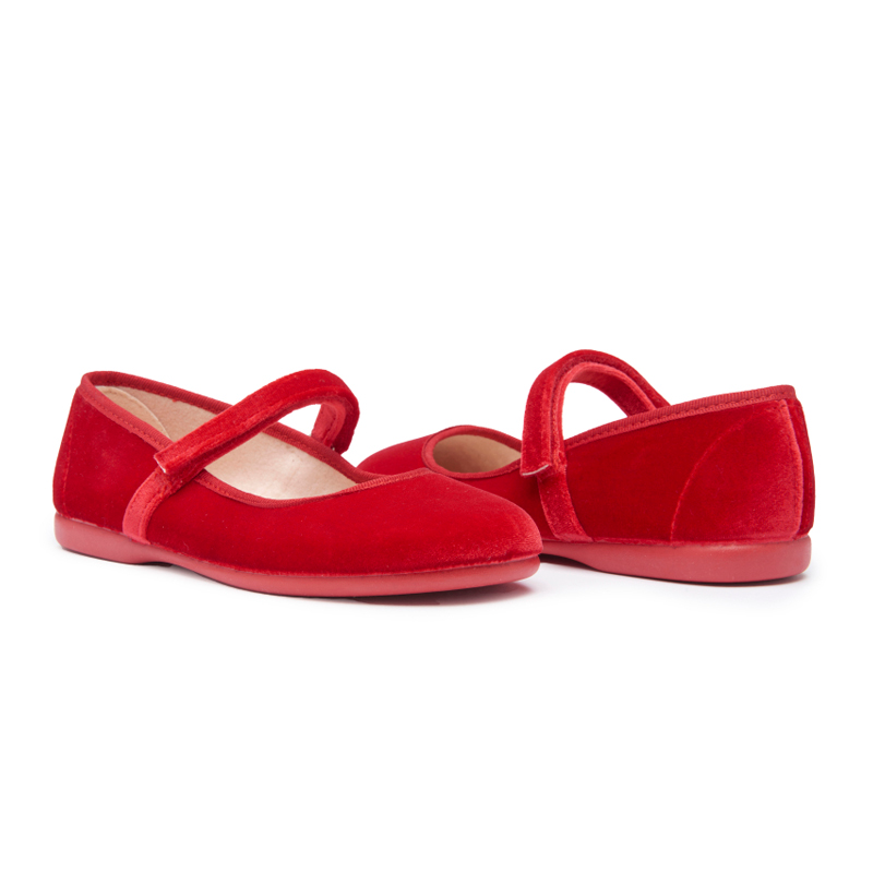 Classic Velvet Mary Janes in Red by childrenchic