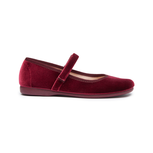 Classic Velvet Mary Janes in Burgundy by childrenchic