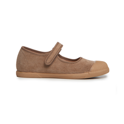 Corduroy Mary Jane Captoe Sneakers in Camel by childrenchic
