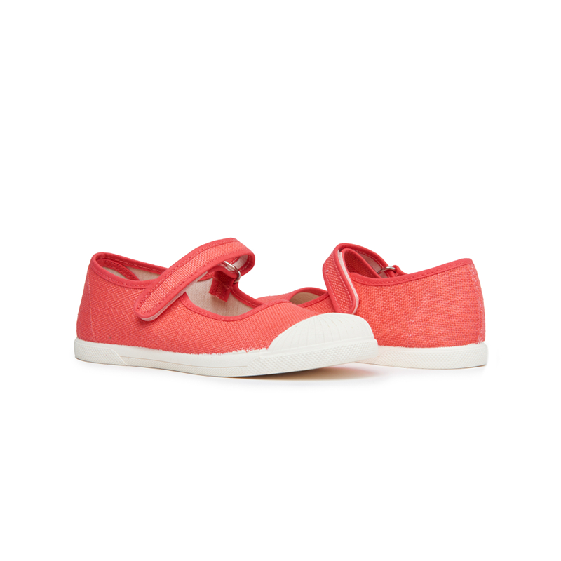Canvas Mary Jane Captoe Sneakers in Coral by childrenchic