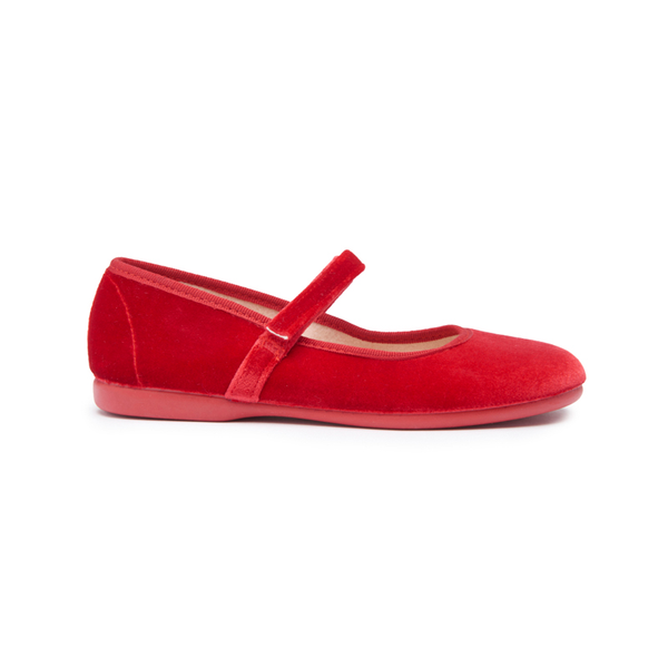 Classic Velvet Mary Janes in Red by childrenchic