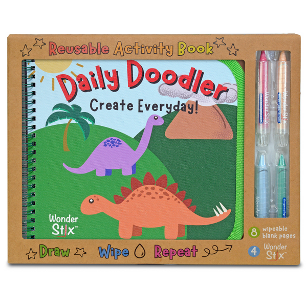 Daily Doodler Reusable Activity Book- Dino Cover, Includes 4 Wonder Stix by The Pencil Grip, Inc.