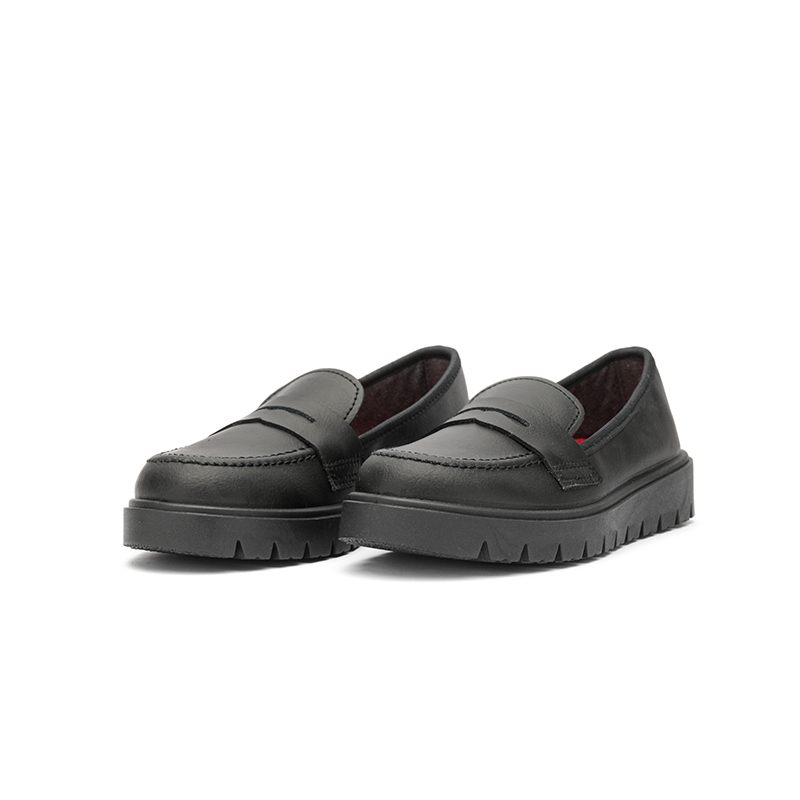 School Treated Leather Loafers in Black by childrenchic