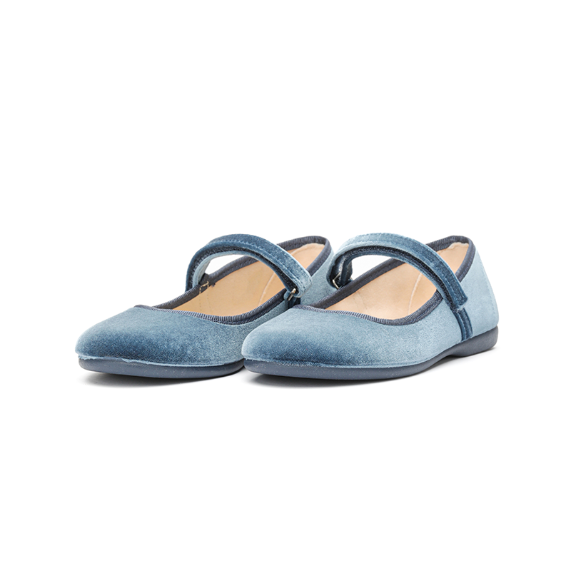 Classic Velvet Mary Janes in Blue by childrenchic