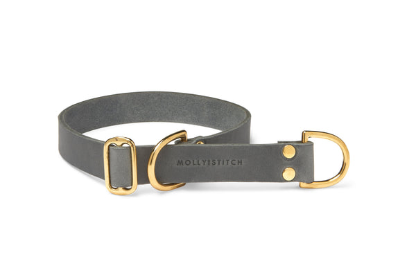 Butter Leather Retriever Dog Collar - Timeless Grey by Molly And Stitch US