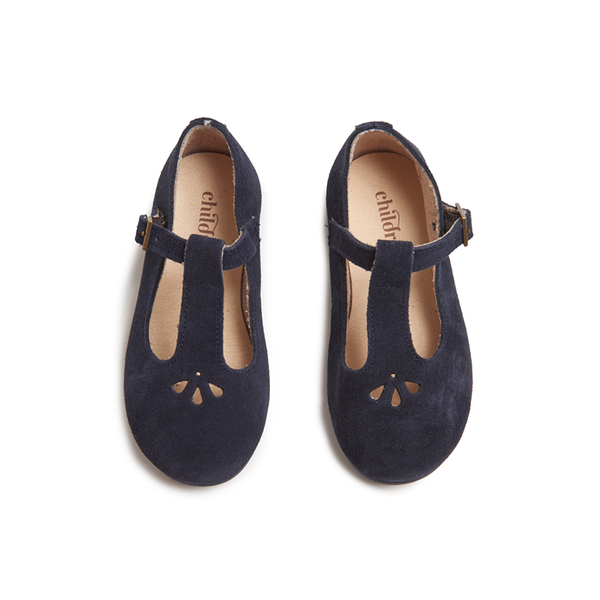 Suede Spectator T-band Shoes in Navy by childrenchic