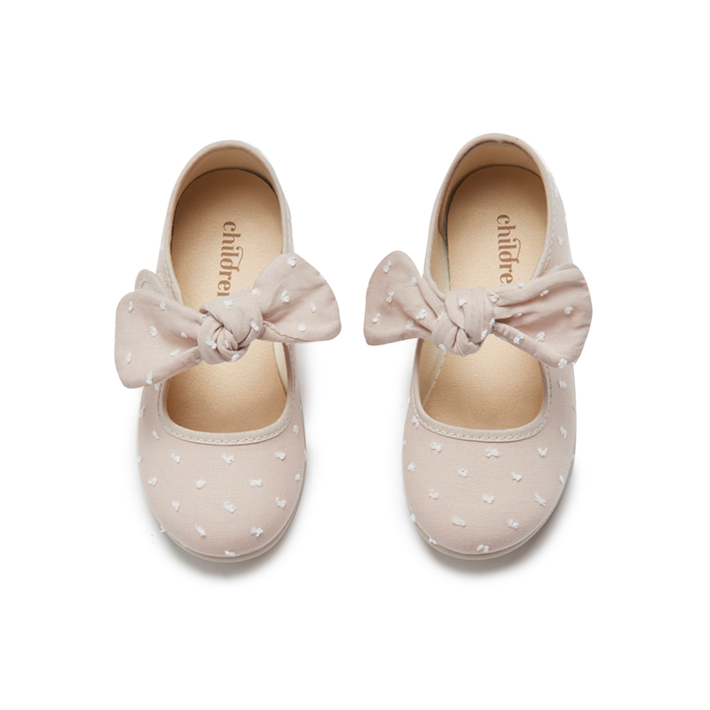 Swiss-dot Bow Mary Janes in Camel by childrenchic
