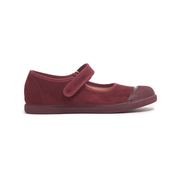 Suede Mary Jane Captoe Sneakers in Burgundy by childrenchic