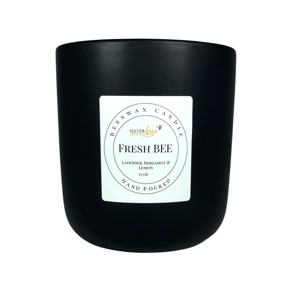 "Fresh Bee" Beeswax Candle - Farmhouse Style Ceramic Jar by Sister Bees