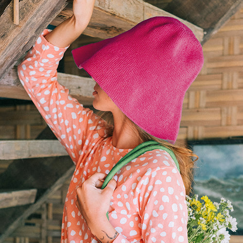 BLOOM Crochet Hat, in Hot Pink by BrunnaCo