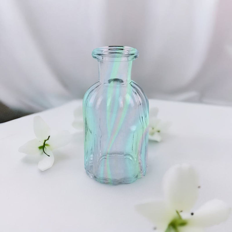 Blue Iridescent Glass Mini Bud Vase by The Bullish Store