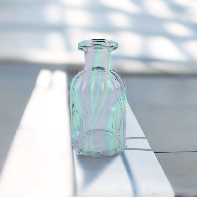 Blue Iridescent Glass Mini Bud Vase by The Bullish Store