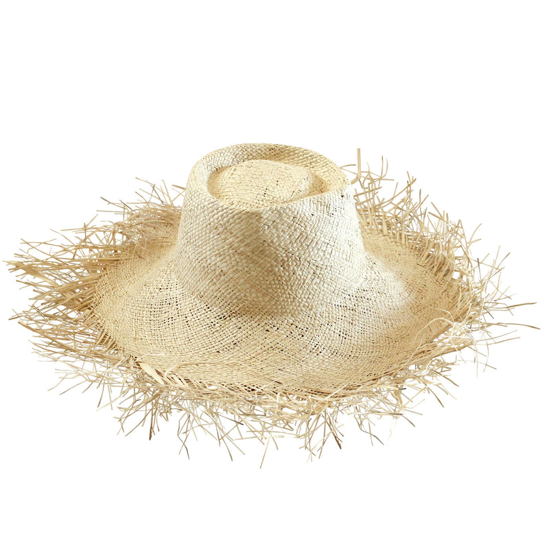 CATALINA Frayed Straw Hat In Nude by BrunnaCo
