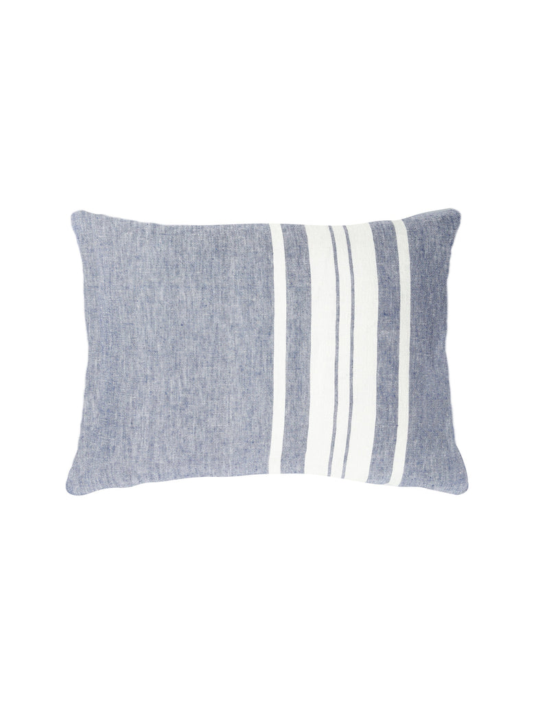 Chambray Blue Bold Stripe So Soft Linen Pillows