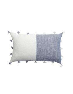 Chambray Blue Tassels So Soft Linen Pillows