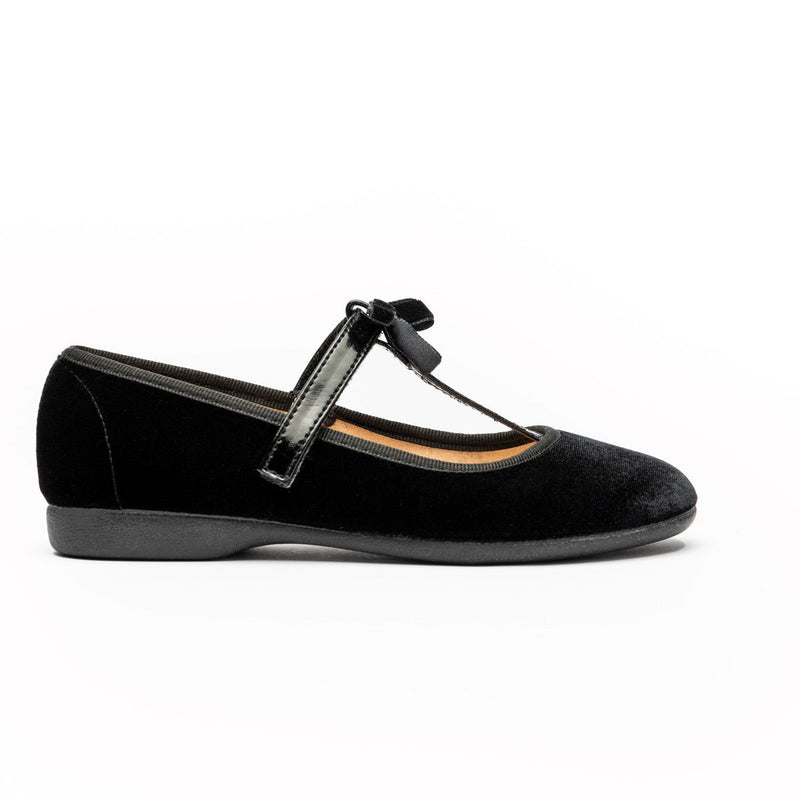 Velvet T-Strap Party Shoes in Black by childrenchic