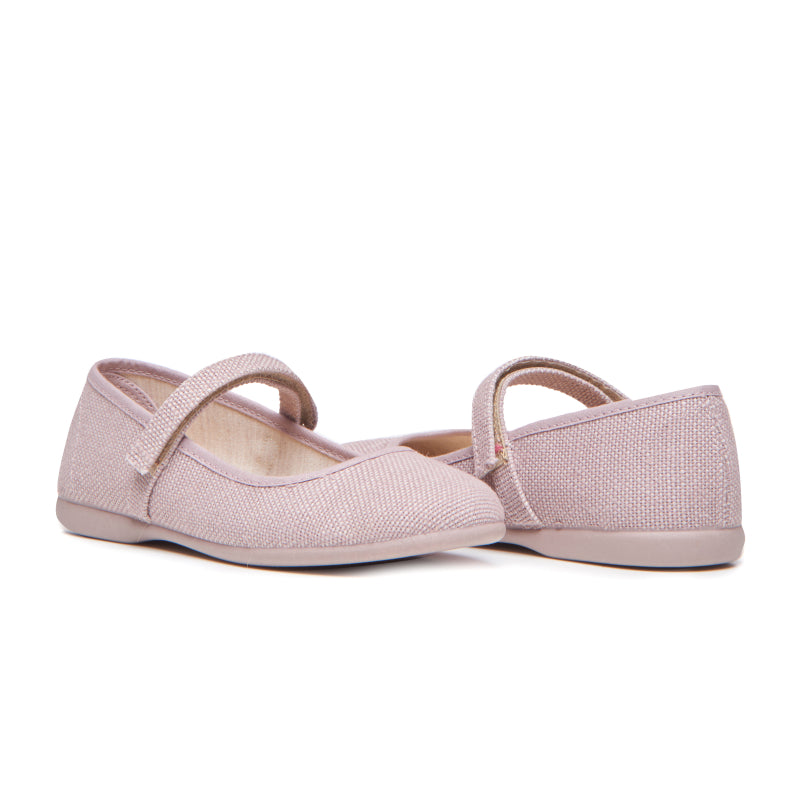 Classic Canvas Mary Janes in Textured Mauve by childrenchic