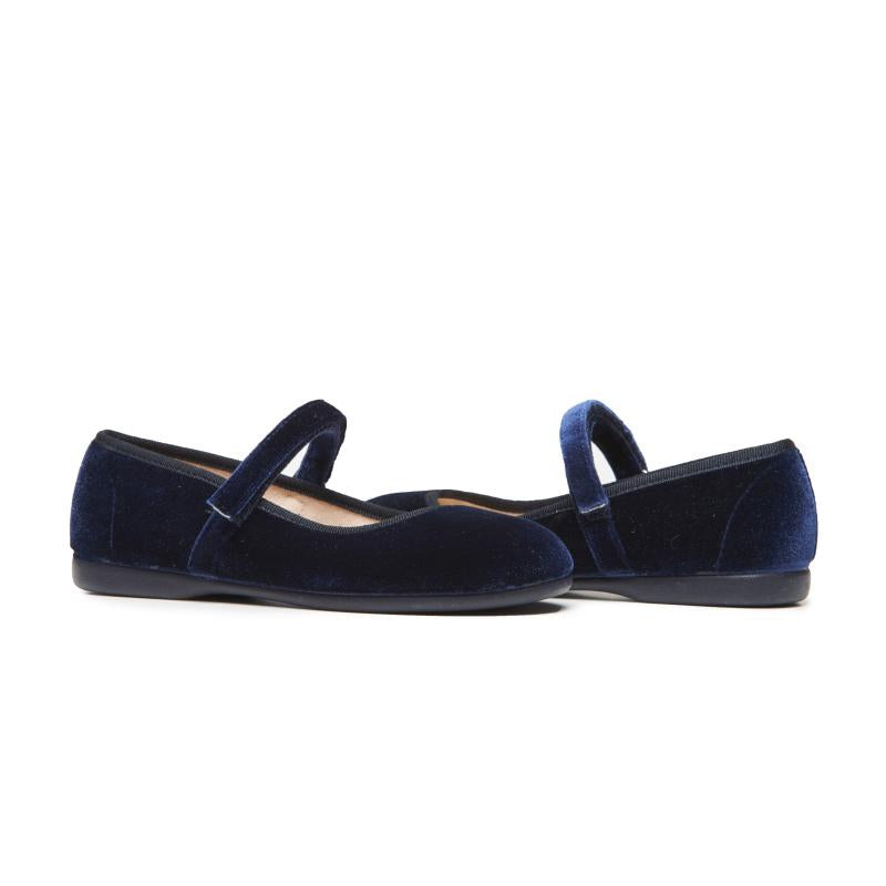 Classic Velvet Mary Janes in Navy by childrenchic
