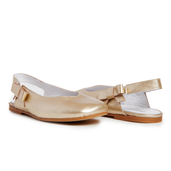 Leather Slingback Ballet Flats in Gold by childrenchic