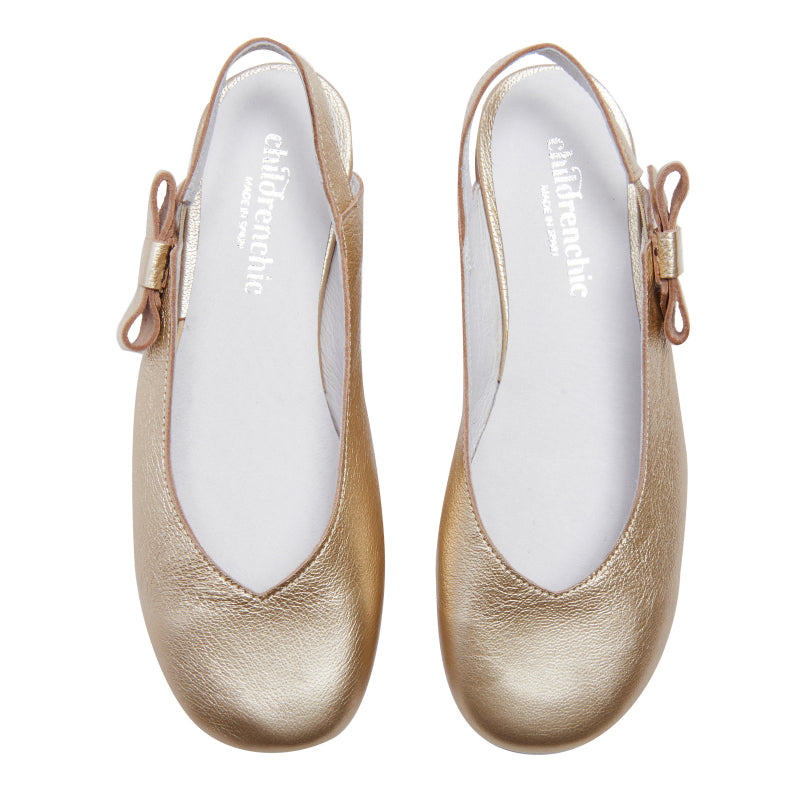 Leather Slingback Ballet Flats in Gold by childrenchic