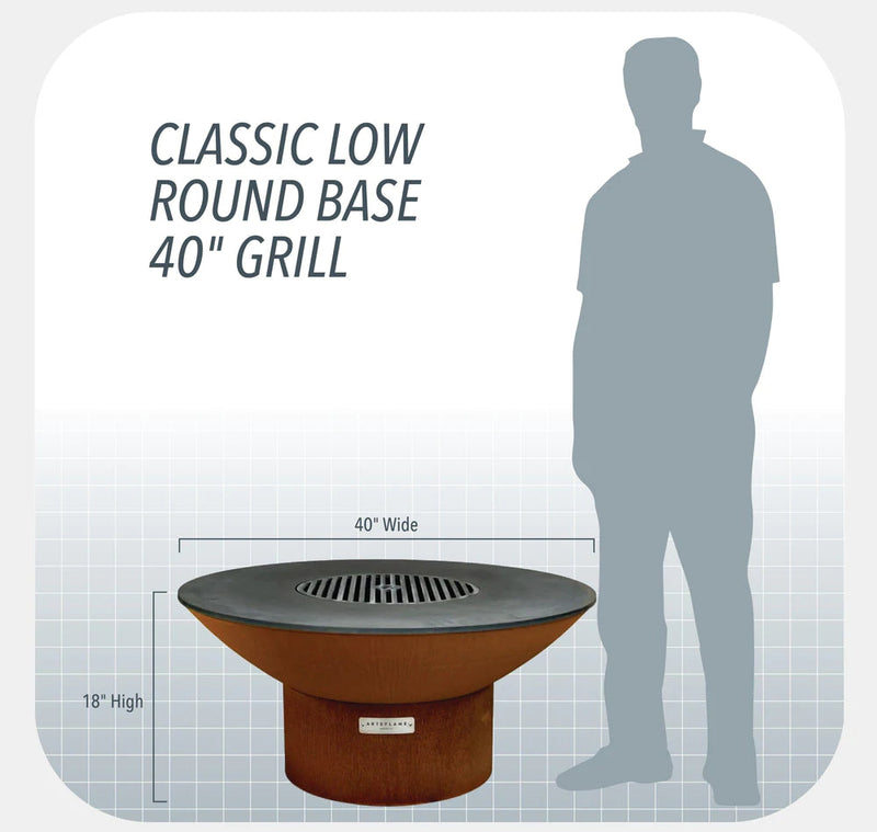 Arteflame Classic 40" Grill with a Low Round Base Starter Bundle With 2 Grilling Accessories